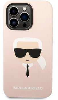Karl Lagerfeld Karl Lagerfeld Liquid Silicone Karl Head Back Cover für iPhone 14 Pro Pink