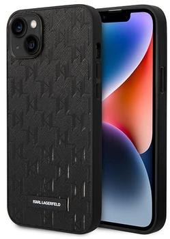 Karl Lagerfeld Karl Lagerfeld Saffiano Monogramm Rückseite Abdeckung für iPhone 14 Plus Schwarz