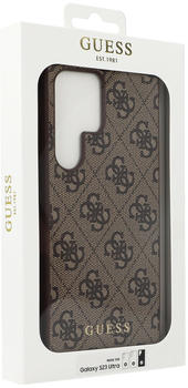 Guess Schutzhülle 4G Metal Gold Logo für Galaxy S23 Ultra Braun