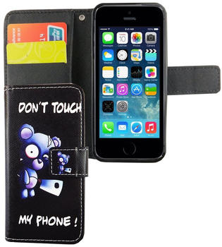 König Design Apple iPhone 5 / 5s / SE Hülle Case Handy Cover Tasche Flip Schutzhülle Schwarz