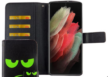 König Design Handyhülle für Samsung Galaxy S21 Ultra Schutzcase Tasche Cover Etuis Wallet Schwarz