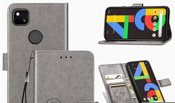 König Design Schutz Handy Hülle für Google Pixel 4A Case Flip Cover Tasche Etuis Bumper Grau