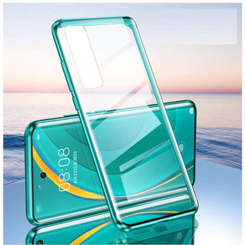 Wigento Beidseitiger 360 Grad Magnet / Glas Case Grün für Samsung Galaxy S21 Ultra G998B