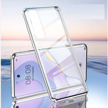 Wigento Beidseitiger 360 Grad Magnet / Glas Case Silber für Samsung Galaxy S21 Plus G996B