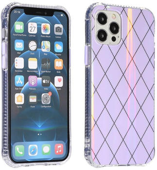 Wigento Für Apple iPhone 12 / 12 Pro Shockproof TPU Rauten Muster Schutz Tasche Hülle Cover Lila