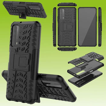 Wigento Für Huawei P Smart 2021 Hybrid Case 2teilig Outdoor Schwarz Handy Tasche Hülle Cover Schutz