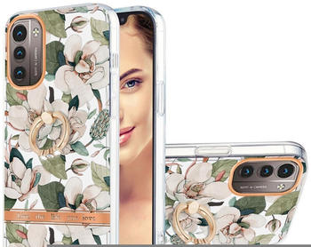 Wigento Für Nokia G21 / G11 Silikon Case TPU mit Ring Flower Motiv 1 Schutz Hülle Cover
