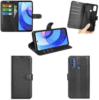 Wigento Für Motorola Moto E20 Handy Tasche Wallet Premium Schutz Schwarz