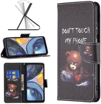 Wigento Für Motorola Moto G22 Kunstleder Handy Tasche Book Motiv 1 Schutz Hülle Case Cover Etui Neu