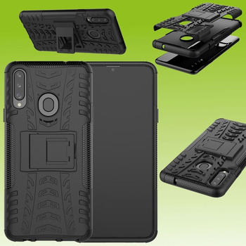 Wigento Für Samsung Galaxy A20S A207F Hybrid Case 2teilig Outdoor Schwarz Handy Tasche Hülle Cover Schutz