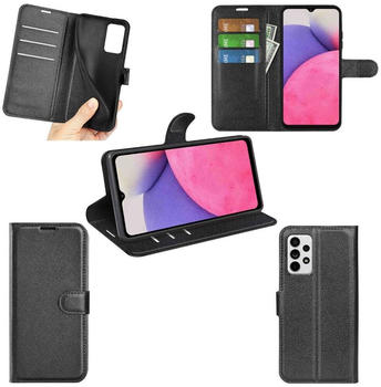Wigento Für Samsung Galaxy A33 5G Handy Tasche Wallet Premium Schutz Schwarz