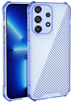 Wigento Für Samsung Galaxy A53 5G Schock Carbon TPU Silikon Etuis Handy Hülle Blau Case