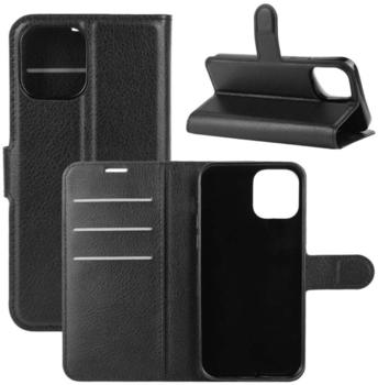 Wigento Für Apple iPhone 13 Pro Max Handy Tasche Wallet Premium Schwarz Schutz Hülle Case Cover Etuis Neu Zubehör