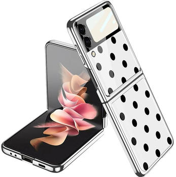 Wigento Für Samsung Galaxy Z Flip3 5G Punkte Galvanisieren Design Kunststoff Hart Cover Handy Tasche Hülle Etuis Weiß