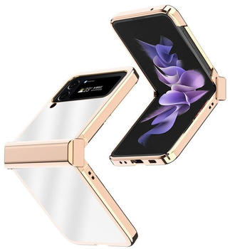 Wigento Für Samsung Galaxy Z Flip4 5G Electroplating Kunststoff Silikon Cover Handy Tasche Hülle Etuis Rose Gold
