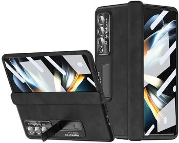 Wigento Für Samsung Galaxy Z Fold4 5G All-inclusive 360 Grad Napa Magnetische Handy Tasche Etuis Schwarz