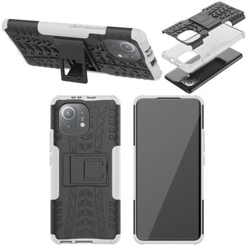 Wigento Für Xiaomi Mi 11 Lite/ Xiaomi Mi 11 Lite 5G NE Hybrid Case 2teilig Outdoor Weiß Handy Tasche Hülle Cover Schutz