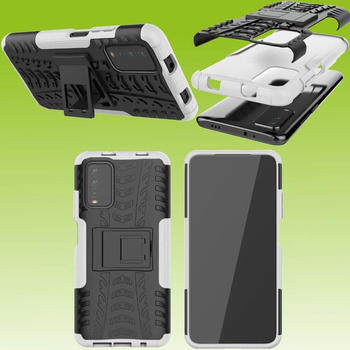 Wigento Für Xiaomi Poco M3 / Redmi 9T Hybrid Case 2teilig Outdoor Weiß Tasche Hülle Cover Schutz