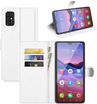 Wigento Für ZTE Blade V2020 Smart Handy Tasche Wallet Premium Weiß Schutz Hülle Case Cover Etuis Zubehör