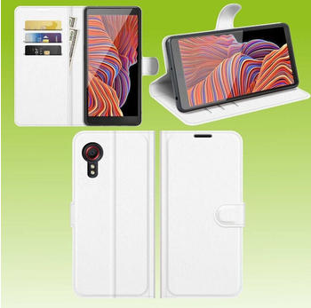 Wigento für Samsung Galaxy Xcover 5 Handy Tasche Wallet Premium Weiß Schutz Hülle Case Cover Etuis Zubehör