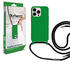 Artwizz HangOn Case kompatibel mit iPhone 14 Pro - Elastische Schutzhülle aus Silikon als Handykette zum Umhängen mit Band - Grass Green
