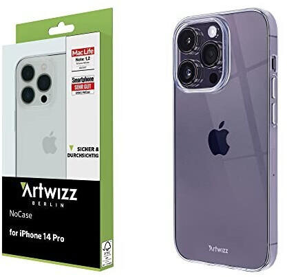 Artwizz NoCase Handyhülle kompatibel mit iPhone 14 Pro, Ultra-Dünne, Elastische TPU Schutzhülle, Transparent