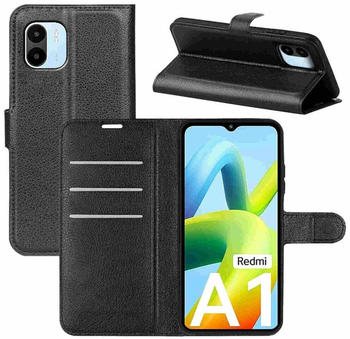 Wigento Für Xiaomi Redmi A1 Handy Tasche Wallet Premium Schutz Schwarz