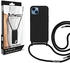 Artwizz HangOn Case kompatibel mit iPhone 14 - Elastische Schutzhülle aus Silikon als Handykette zum Umhängen mit Band - Schwarz