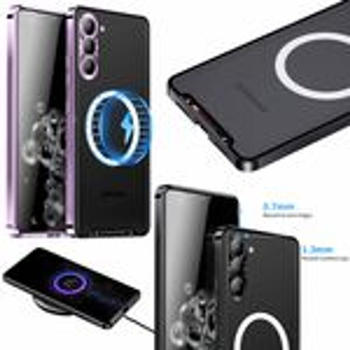 Wigento Für Samsung Galaxy S23 Plus Handy Tasche Magnetische Magsafe Metall Design Lila Cover Case Hülle