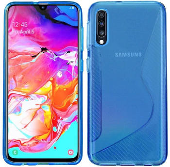 COFI1453 S-Line Hülle Bumper kompatibel mit Samsung Galaxy A70 (A705F) Silikonhülle Stoßfest Handyhülle TPU Case Cover Blau