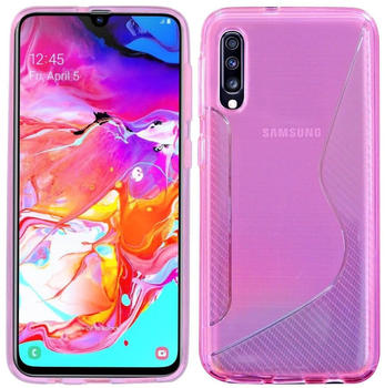 COFI1453 S-Line Hülle Bumper kompatibel mit Samsung Galaxy A70 (A705F) Silikonhülle Stoßfest Handyhülle TPU Case Cover Pink