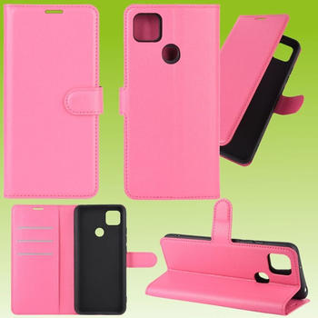 Wigento Für Xiaomi Redmi 9C Handy Tasche Wallet Premium Pink Schutz Hülle Case Cover Etuis Zubehör