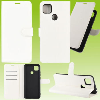 Wigento Für Xiaomi Redmi 9C Handy Tasche Wallet Premium Weiß Schutz Hülle Case Cover Etuis Zubehör