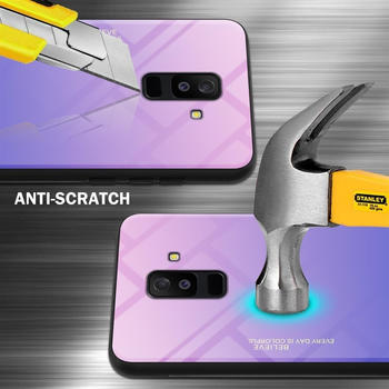 Cadorabo TPU 2 Farben Glas Cover (Galaxy A6+) Blau Pink