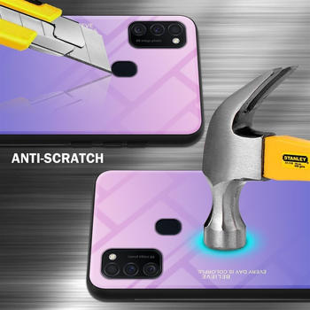 Cadorabo TPU 2 Farben Glas Cover (Galaxy M21 Galaxy M30s) Blau Pink