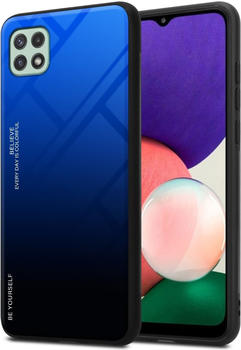 Cadorabo TPU 2 Farben Glas Hülle (Galaxy A22 5G) Blau Schwarz