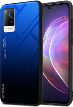 Cadorabo TPU 2 Farben Glas Hülle (vivo V21 5G Vivo V21) Blau Schwarz