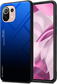 Cadorabo TPU 2 Farben Glas Hülle (Xiaomi Mi 11 Lite Xiaomi Mi 11 Lite 5G Xiaomi Mi 11 Lite 5G NE) Blau Schwarz