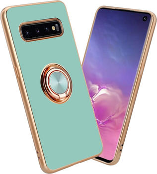Cadorabo Hülle für Samsung Galaxy S10 4G im TPU mit Kameraschutz und Ring LM089 Style (Galaxy S10) Türkis