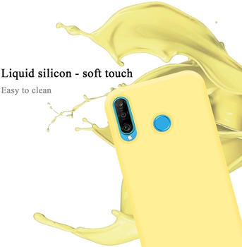 Cadorabo TPU Liquid Silicone Case Cover (Huawei P30 Lite) Gelb