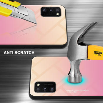 Cadorabo TPU 2 Farben Glas Cover (Galaxy A41) Gelb Rosa