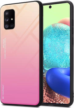Cadorabo TPU 2 Farben Glas Cover (Galaxy A71 5G) Gelb Rosa