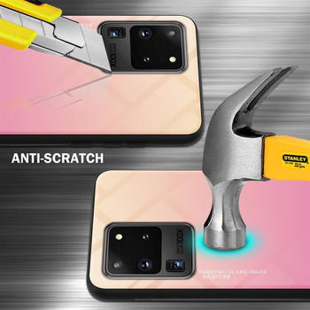 Cadorabo TPU 2 Farben Glas Cover (Galaxy S20 Ultra) Gelb Rosa