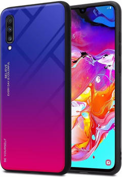Cadorabo TPU 2 Farben Glas Cover (Galaxy A70 Galaxy A70S) Rot Violett