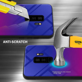 Cadorabo TPU 2 Farben Glas Cover (Galaxy S9+) Rot Violett