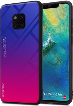Cadorabo TPU 2 Farben Glas Cover (Huawei Mate 20 Pro) Rot Violett