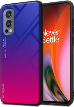 Cadorabo TPU 2 Farben Glas Hülle (OnePlus Nord 2 5G) Rot Violett