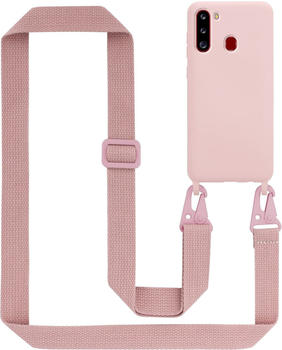Cadorabo TPU Cover Handy Kette Liquid (Galaxy A21) Pink