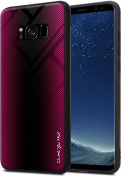 Cadorabo TPU Gestreiftes Glas Cover (Galaxy S8) Pink