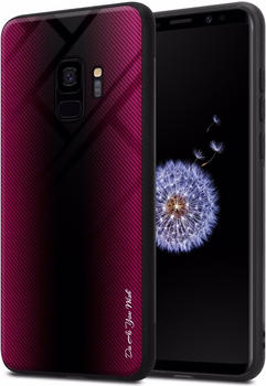 Cadorabo TPU Gestreiftes Glas Cover (Galaxy S9) Pink